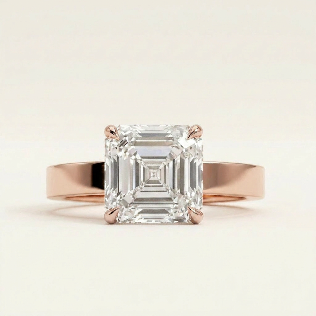 Moissanite 2.35 CT Asscher Cut Diamond Solitaire Ring