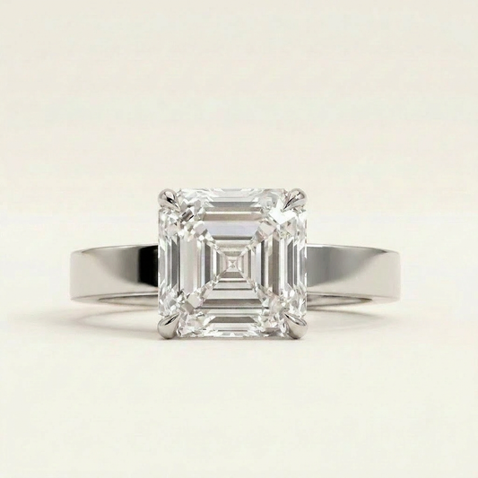 Moissanite 2.35 CT Asscher Cut Diamond Solitaire Ring
