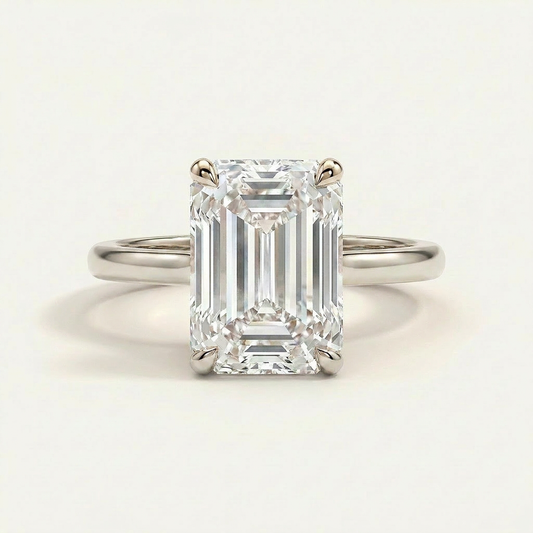 Moissanite 3.00 CT Emerald Cut Diamond Solitaire Ring (V-Bohohippie)