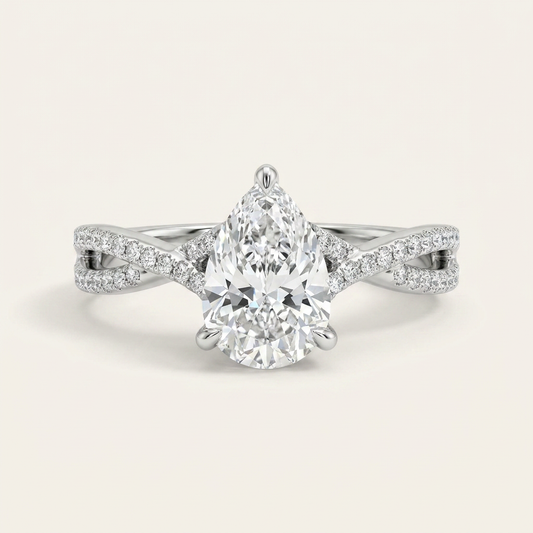 Moissanite 4.30 CT Pear Cut Diamond Solitaire Ring