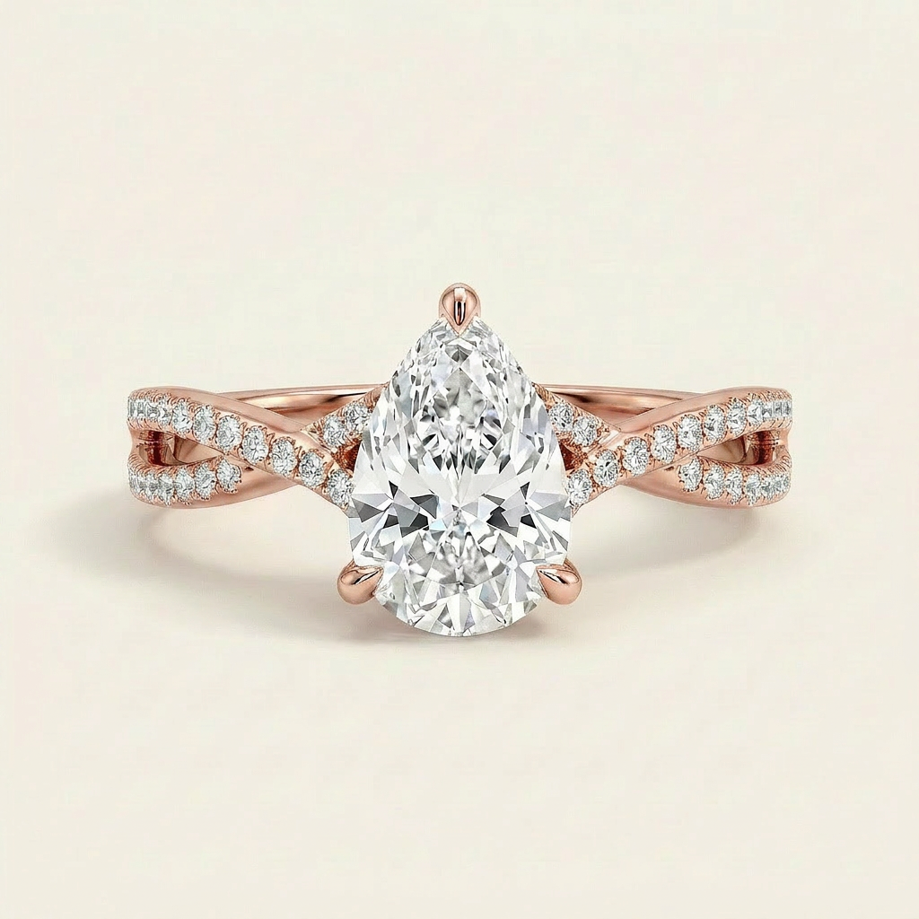 Moissanite 4.30 CT Pear Cut Diamond Solitaire Ring