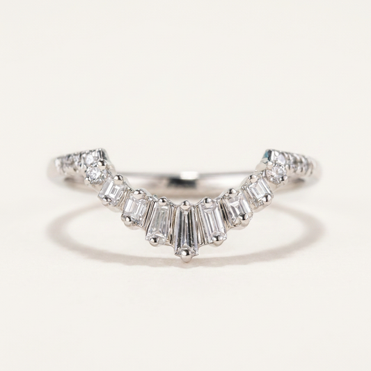 Moissanite 0.40 CT Baguette & Round Cut Diamond Ring
