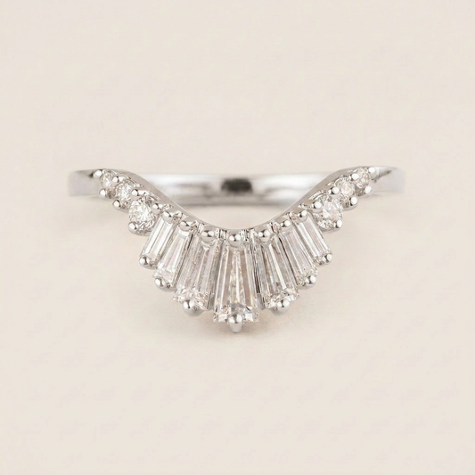 Moissanite 0.56 CT Baguette & Round Cut Diamond Ring