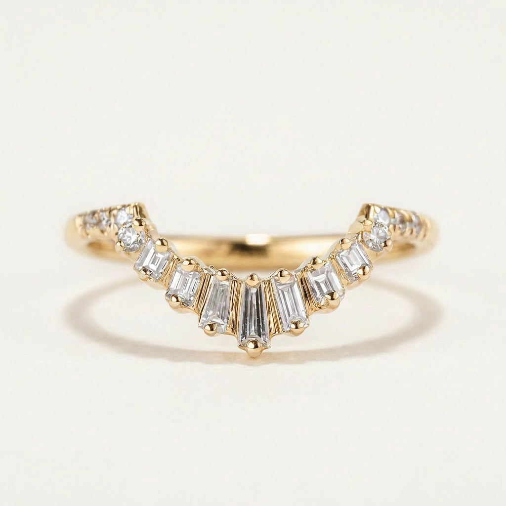 Moissanite 0.40 CT Baguette & Round Cut Diamond Ring