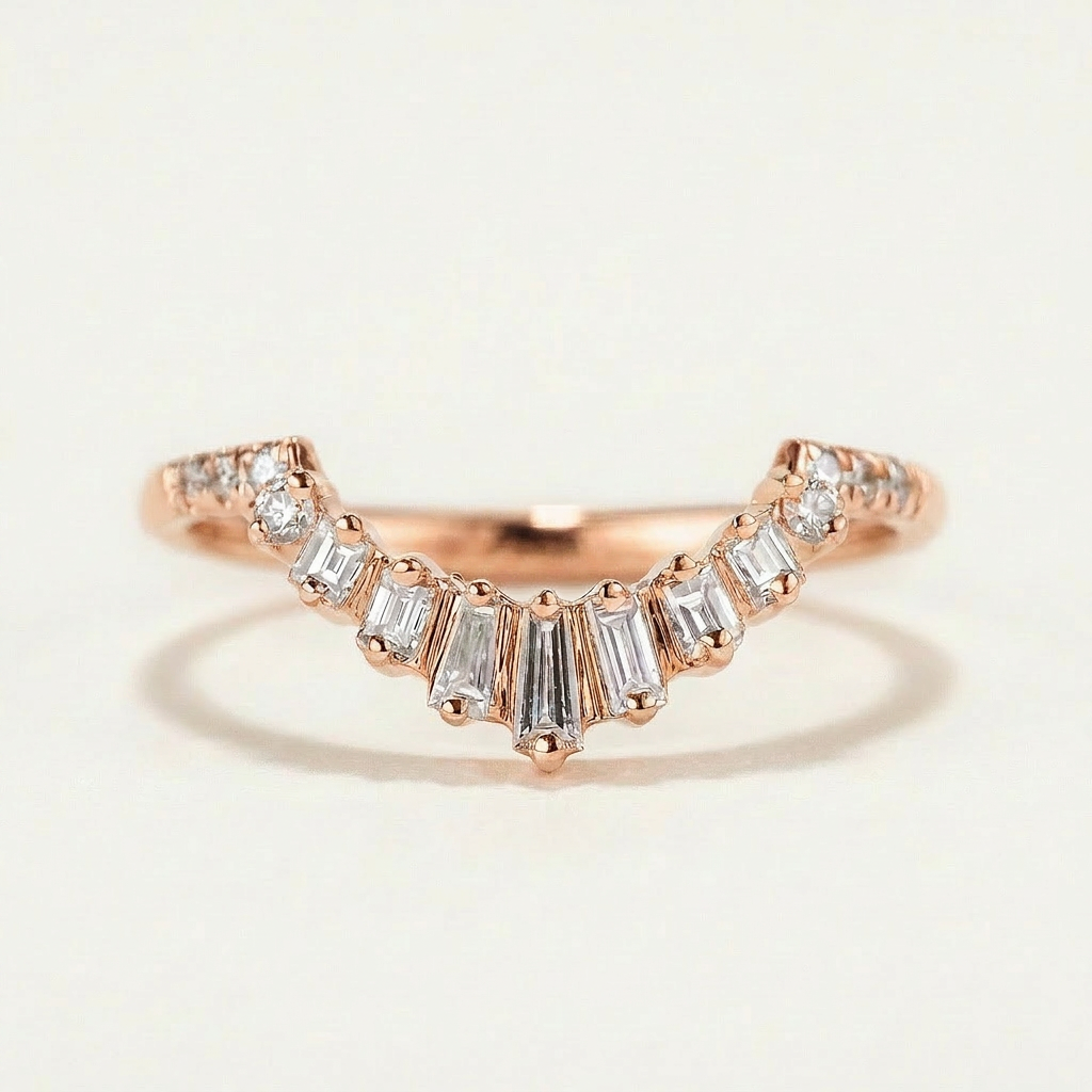 Moissanite 0.40 CT Baguette & Round Cut Diamond Ring