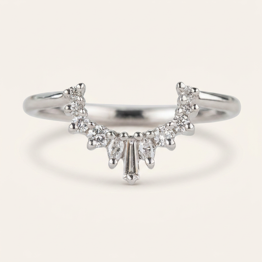 Moissanite 0.27 CT Baguette & Round Cut Diamond Ring