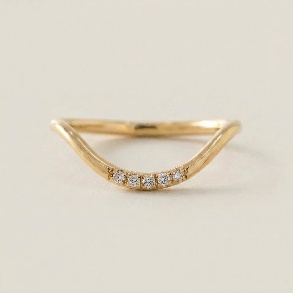 Moissanite 0.10 CT Round Cut Diamond Ring (V-Midcentury)