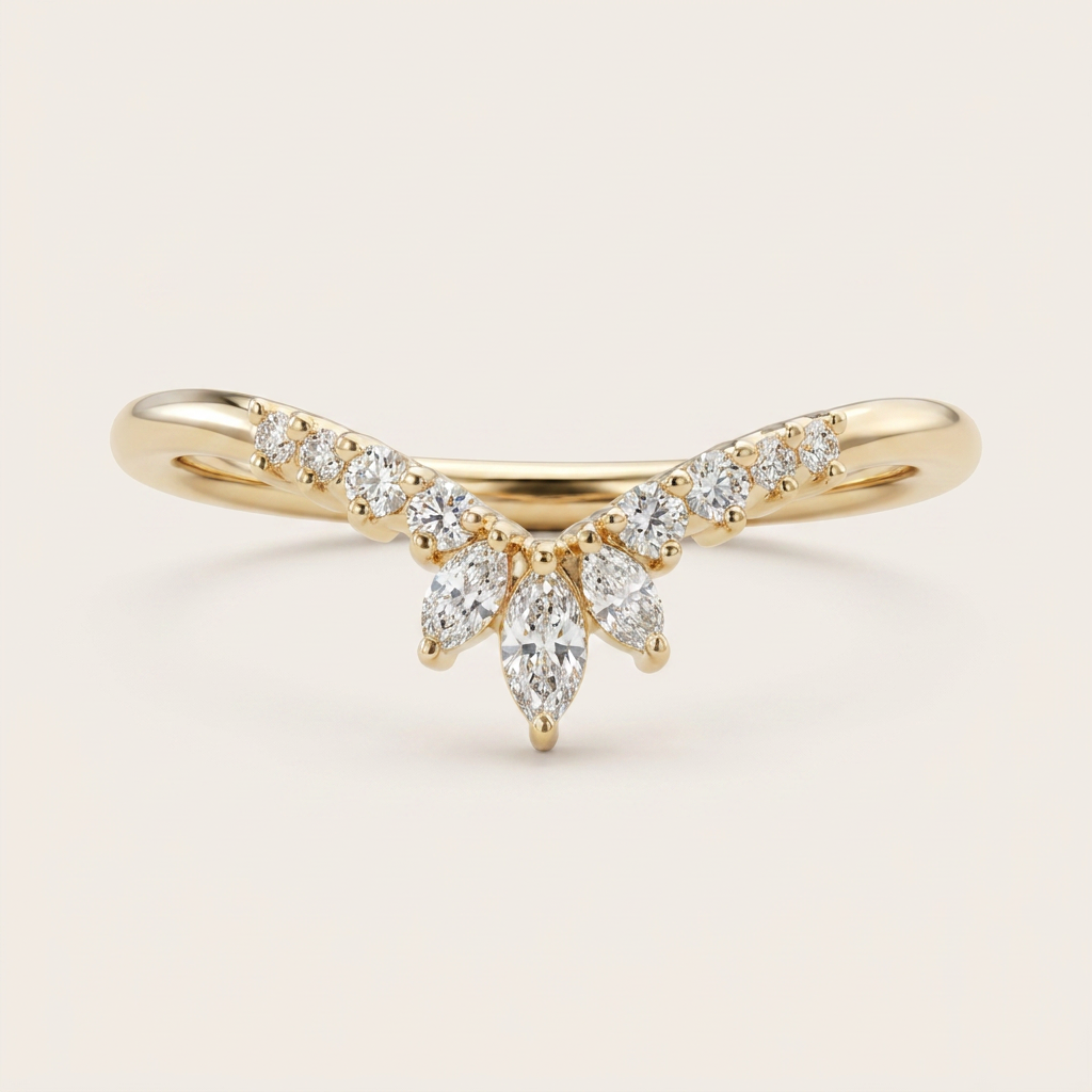 Moissanite 0.32 CT Marquise & Round Cut Diamond Ring
