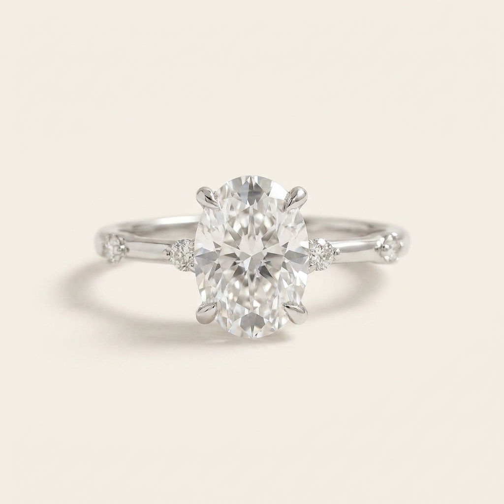Moissanite 2.10 CT Oval Cut Diamond Solitaire Ring
