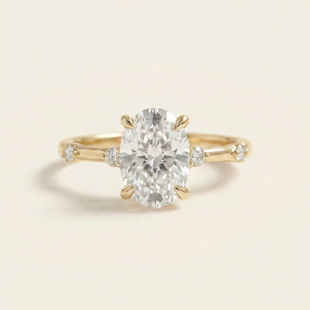 Moissanite 2.10 CT Oval Cut Diamond Solitaire Ring