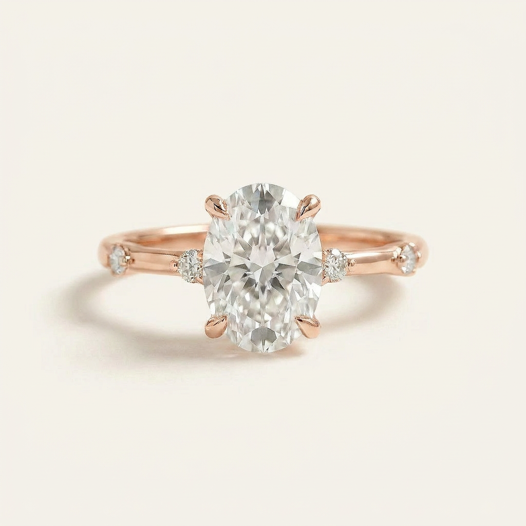 Moissanite 2.10 CT Oval Cut Diamond Solitaire Ring