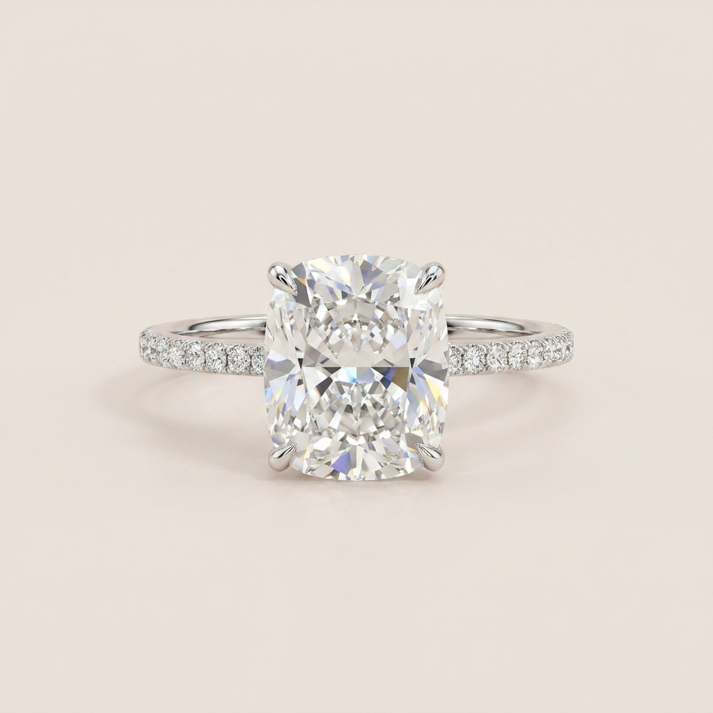 Moissanite 2.80 CT Cushion Cut Diamond Solitaire Ring
