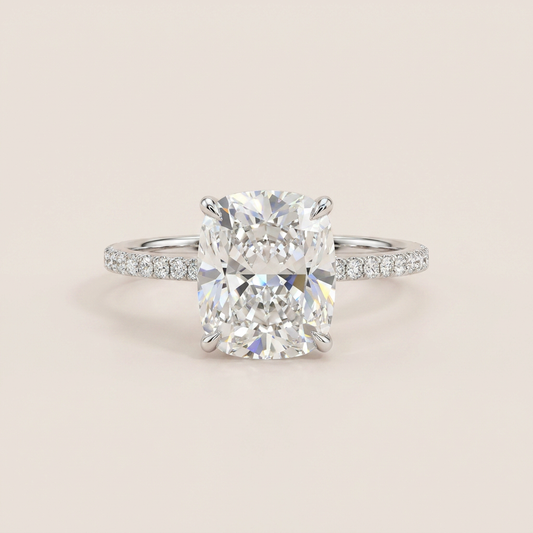 Moissanite 2.80 CT Cushion Cut Diamond Solitaire Ring
