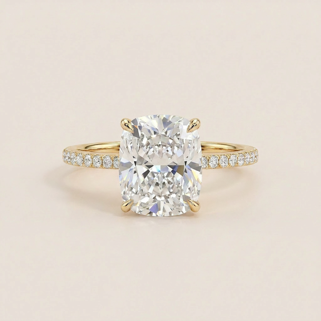 Moissanite 2.80 CT Cushion Cut Diamond Solitaire Ring