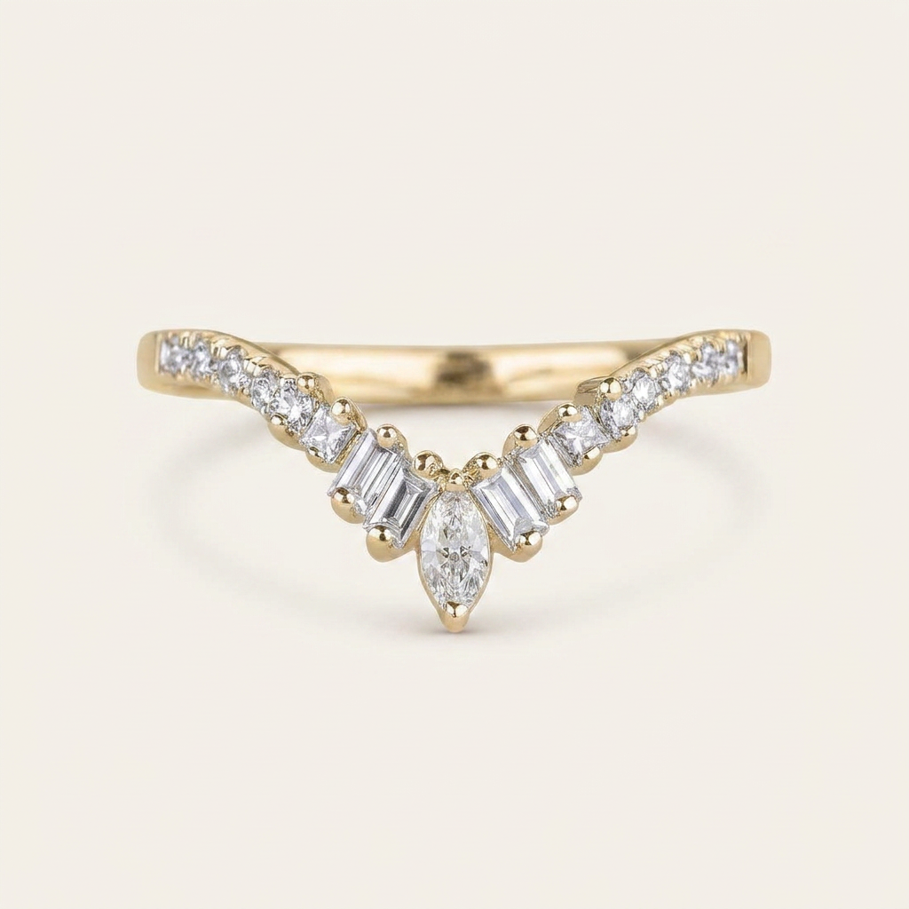 Moissanite 0.55 CT Marquise & Round Cut Diamond Ring
