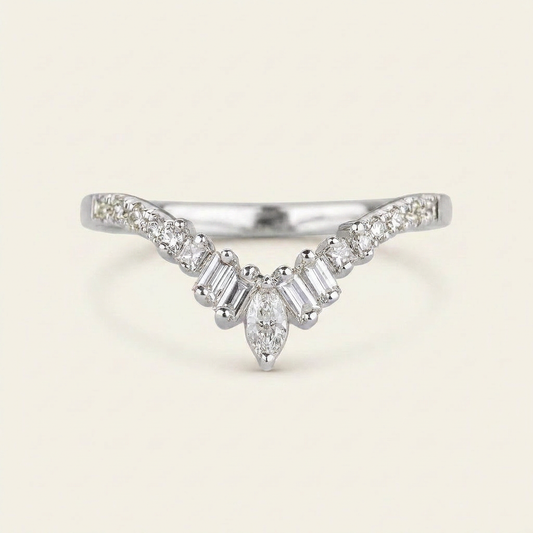 Moissanite 0.55 CT Marquise & Round Cut Diamond Ring