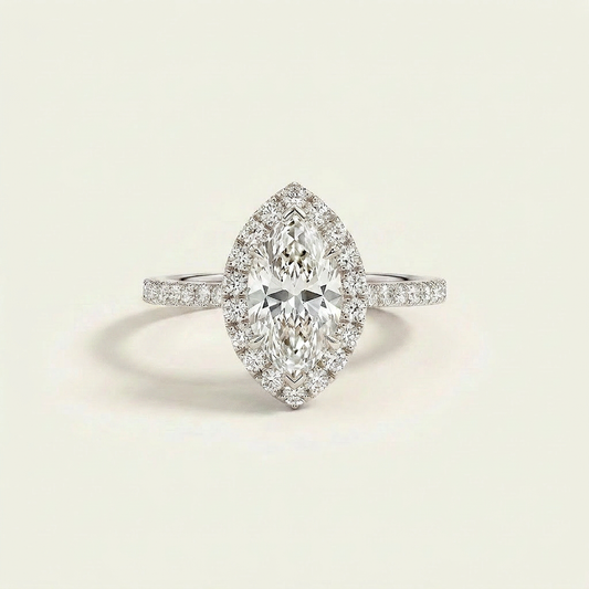 Moissanite 1.75 CT Marquise Cut Diamond Halo Ring