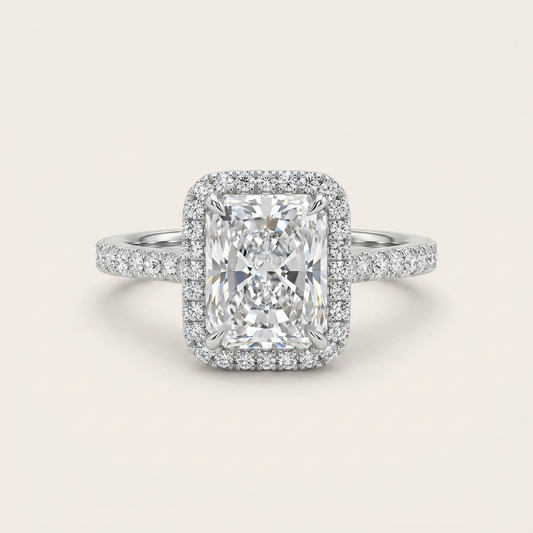 Moissanite 3.70 CT Radiant Cut Diamond Halo Ring