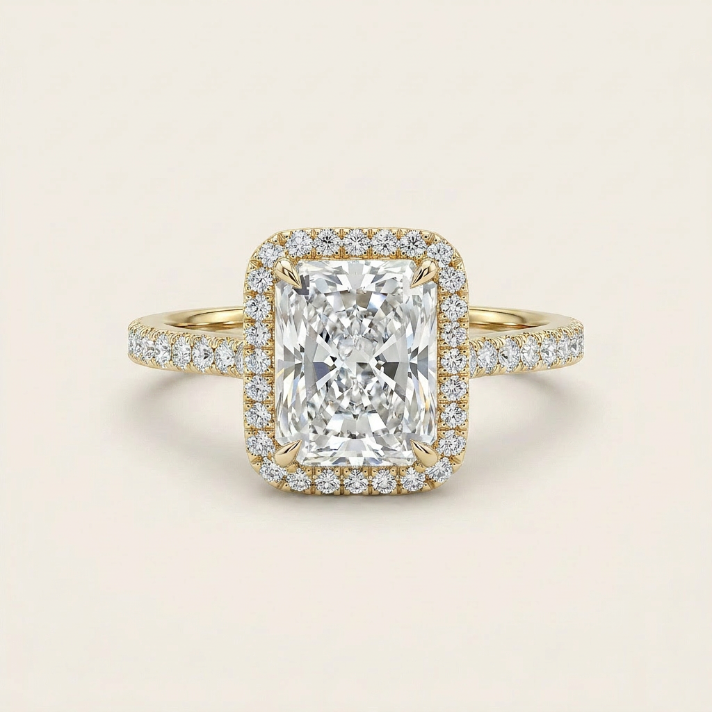 Moissanite 3.70 CT Radiant Cut Diamond Halo Ring