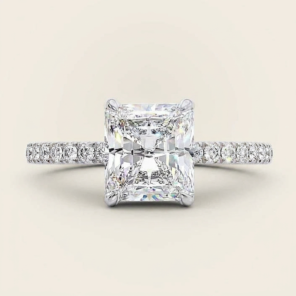 Moissanite 2.00 CT Radiant Cut Diamond Solitaire Ring