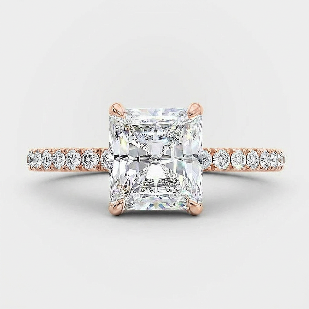 Moissanite 2.00 CT Radiant Cut Diamond Solitaire Ring