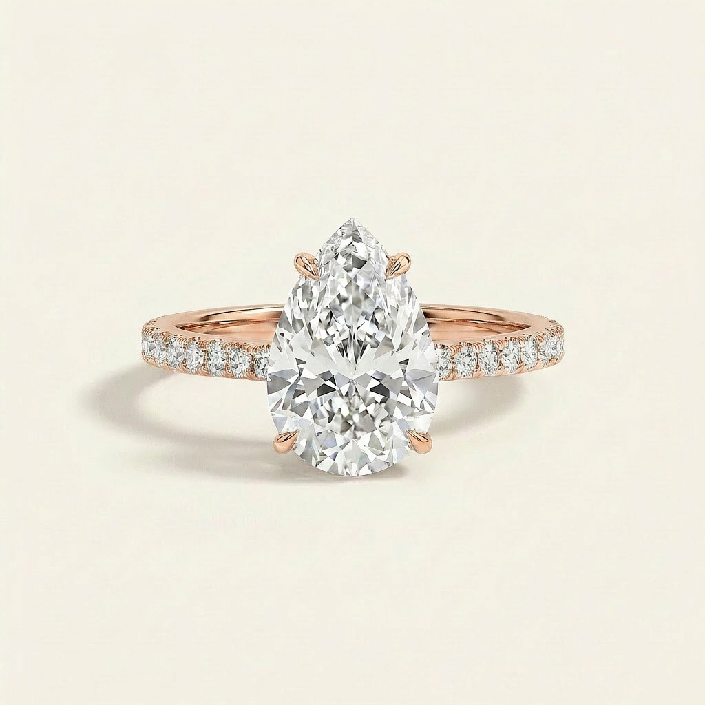 Moissanite 2.10 CT Pear Cut Diamond Solitaire Ring