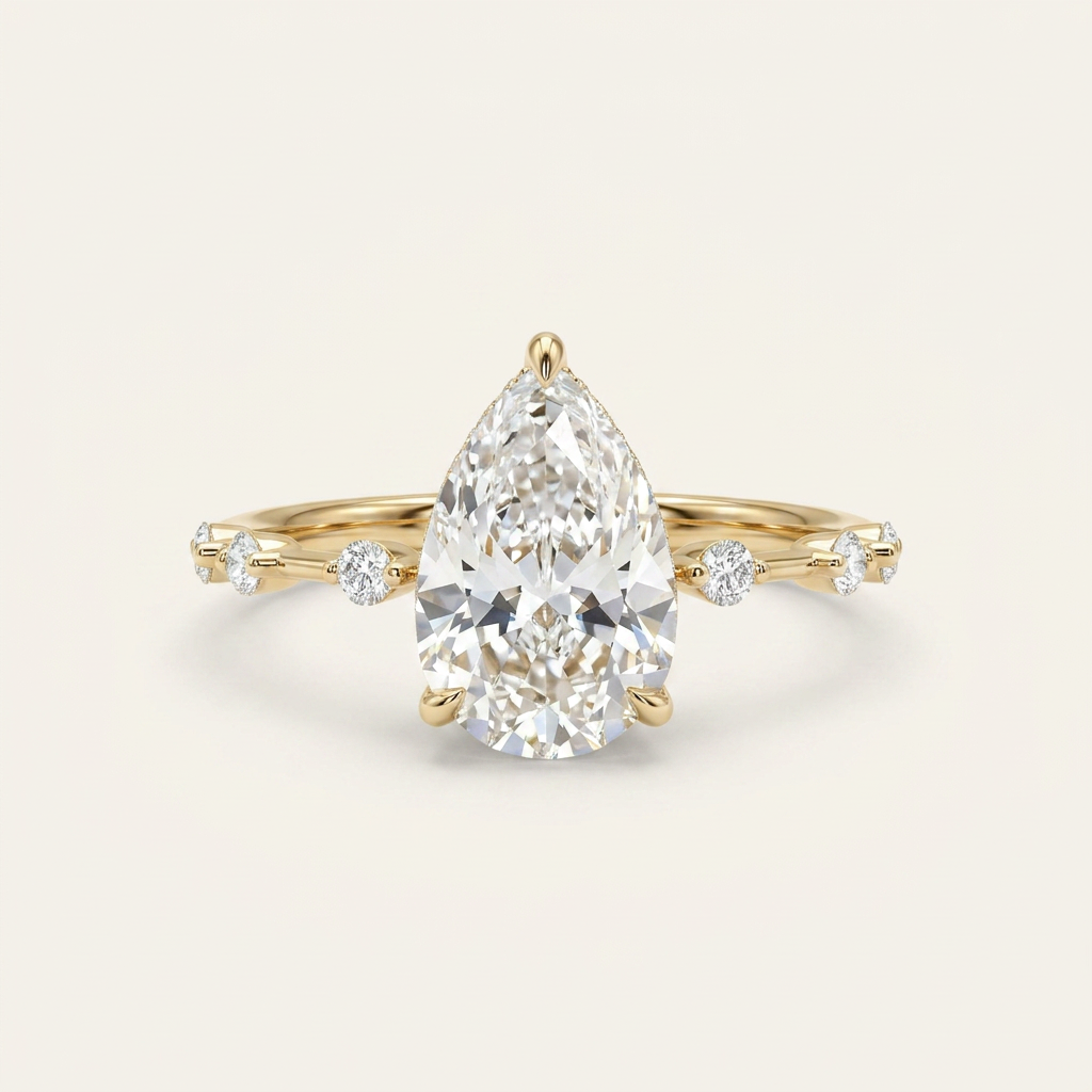 Moissanite 2.00 CT Pear Cut Diamond Solitaire Ring