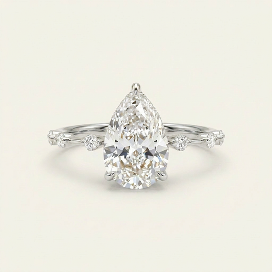Moissanite 2.00 CT Pear Cut Diamond Solitaire Ring