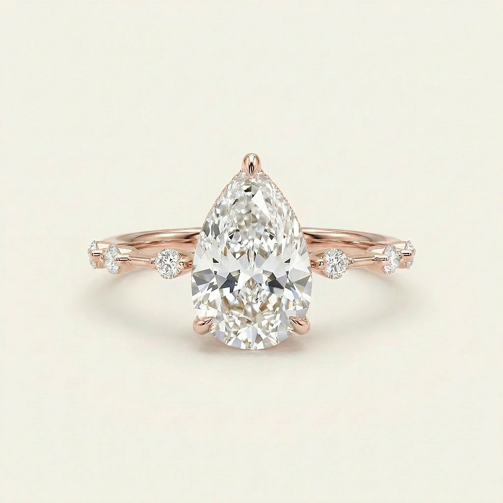 Moissanite 2.00 CT Pear Cut Diamond Solitaire Ring