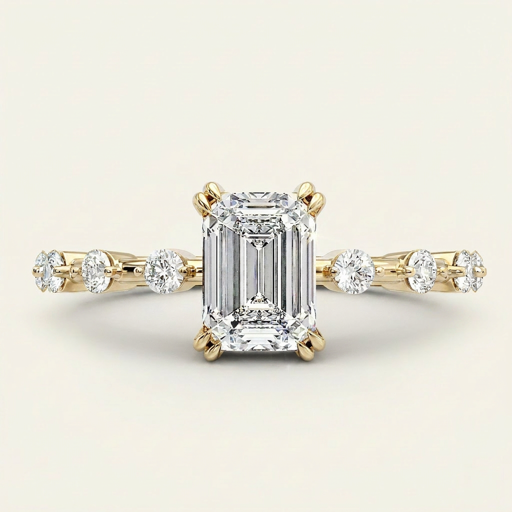Moissanite 1.00 CT Emerald Cut Diamond Solitaire Ring