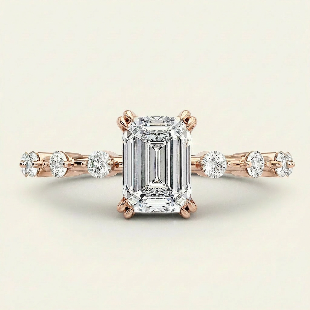 Moissanite 1.00 CT Emerald Cut Diamond Solitaire Ring