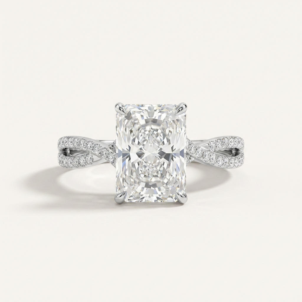 Moissanite 2.40 CT Radiant Cut Diamond Solitaire Ring