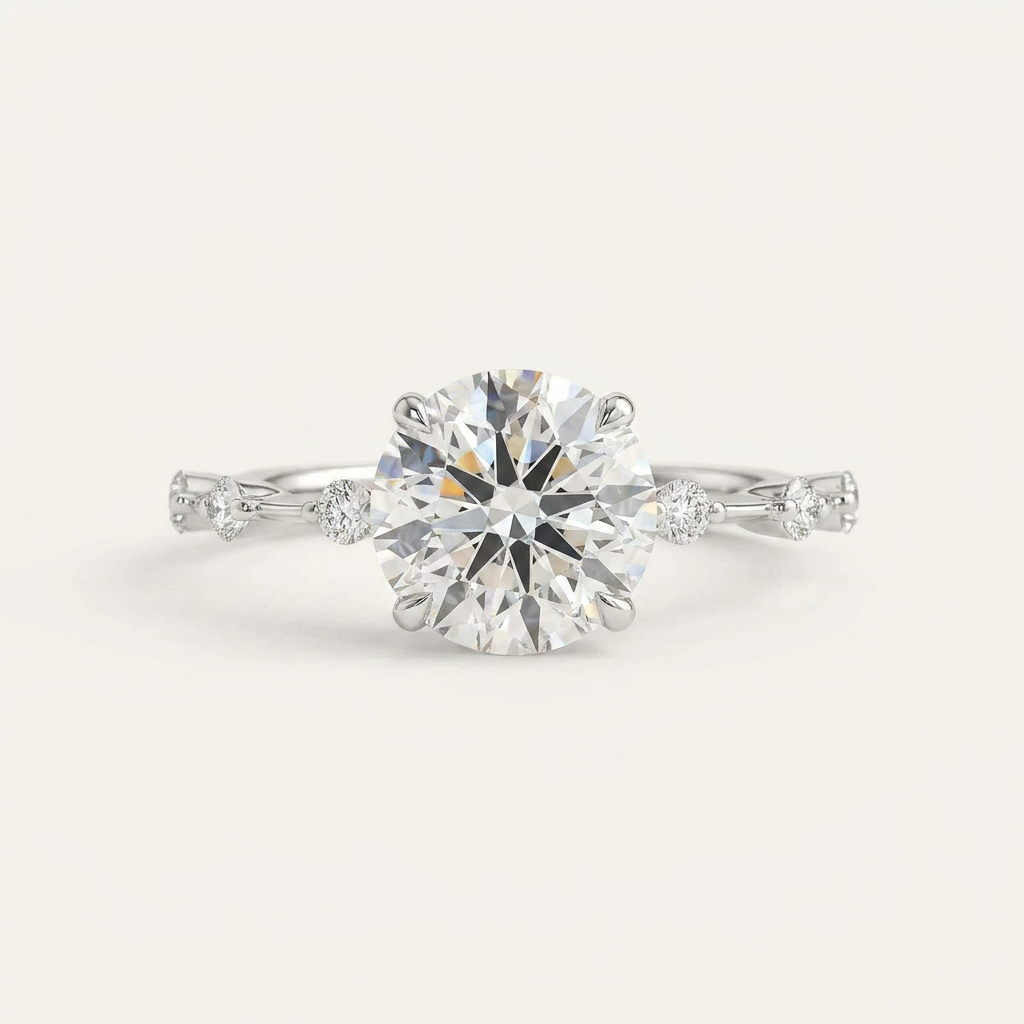 Moissanite 3.45 CT Round Cut Diamond Solitaire Ring