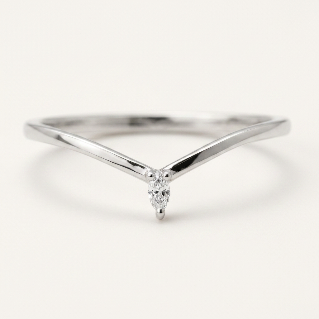 Moissanite 0.05 CT Marquise Cut Diamond Ring