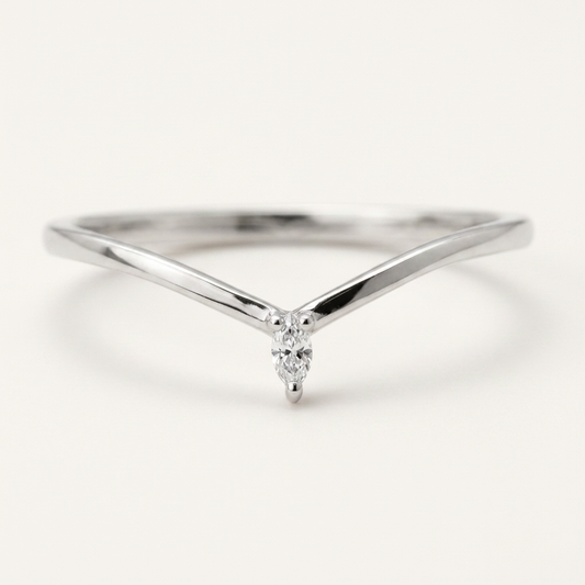 Moissanite 0.05 CT Marquise Cut Diamond Ring