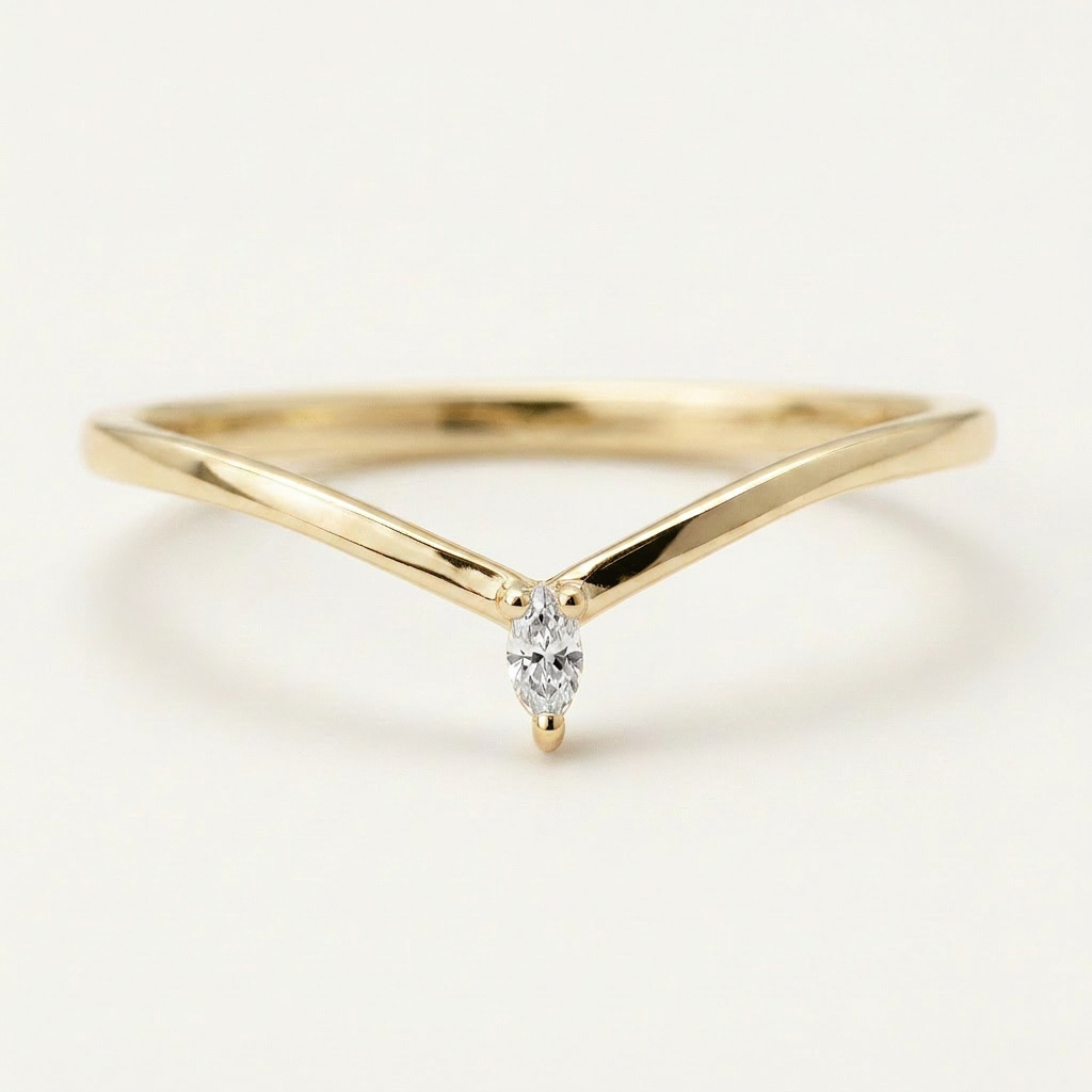 Moissanite 0.05 CT Marquise Cut Diamond Ring