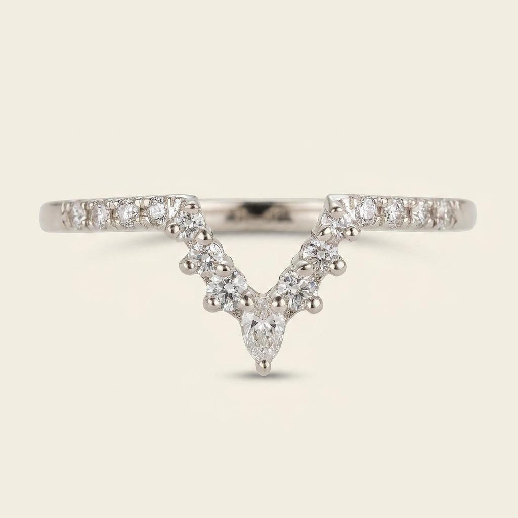Moissanite 0.33 CT Pear & Round Cut Diamond Ring