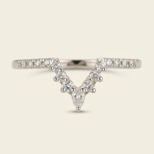 Moissanite 0.33 CT Pear & Round Cut Diamond Ring