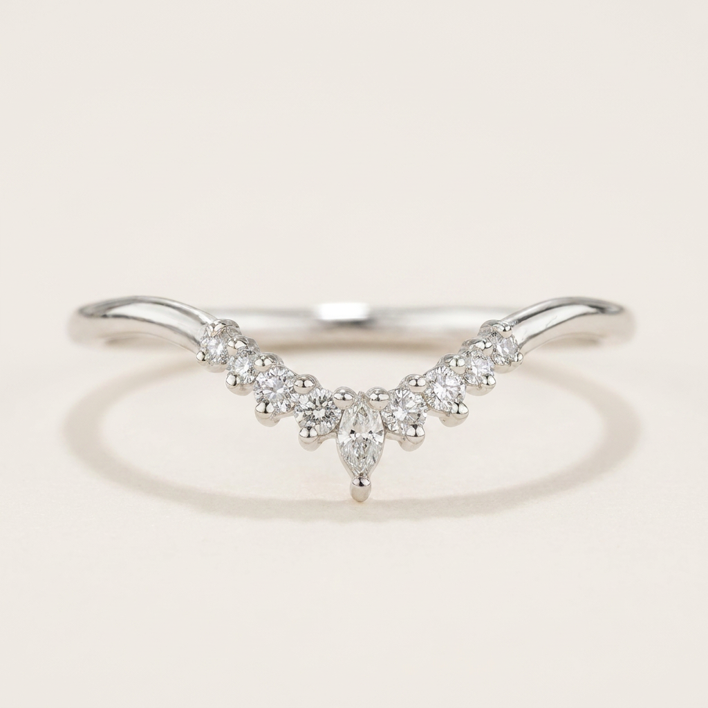 Moissanite 0.20 CT Marquise & Round Cut Diamond Ring
