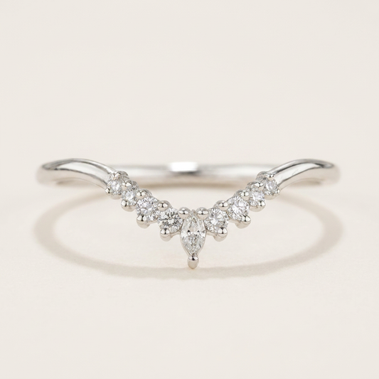Moissanite 0.20 CT Marquise & Round Cut Diamond Ring