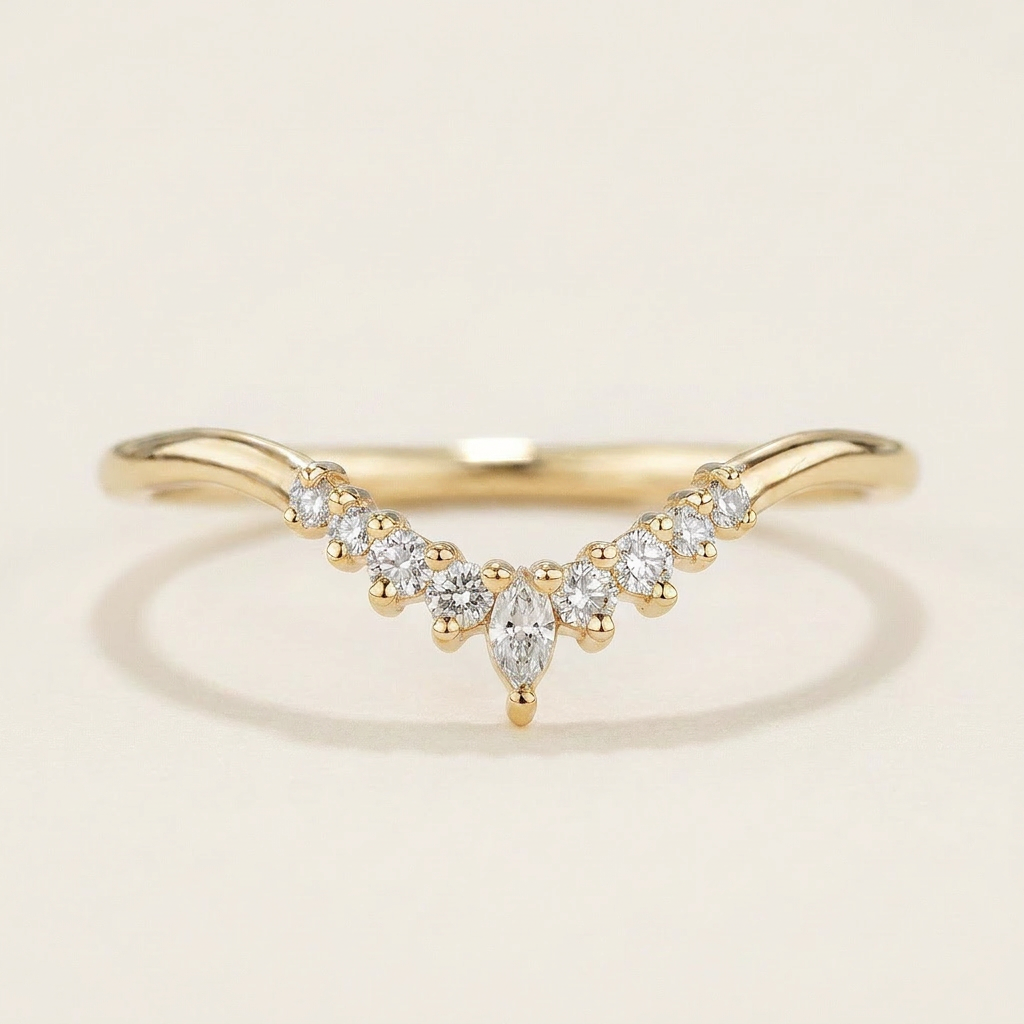 Moissanite 0.20 CT Marquise & Round Cut Diamond Ring