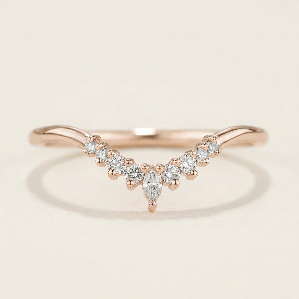 Moissanite 0.20 CT Marquise & Round Cut Diamond Ring