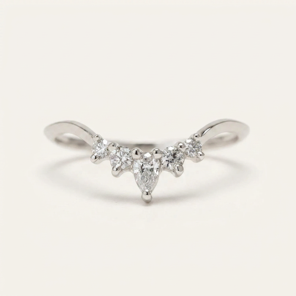 Moissanite 0.20 CT Pear & Round Cut Diamond Ring