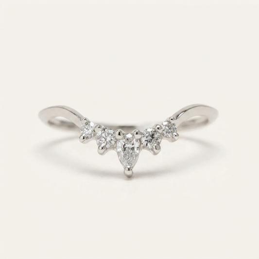 Moissanite 0.20 CT Pear & Round Cut Diamond Ring