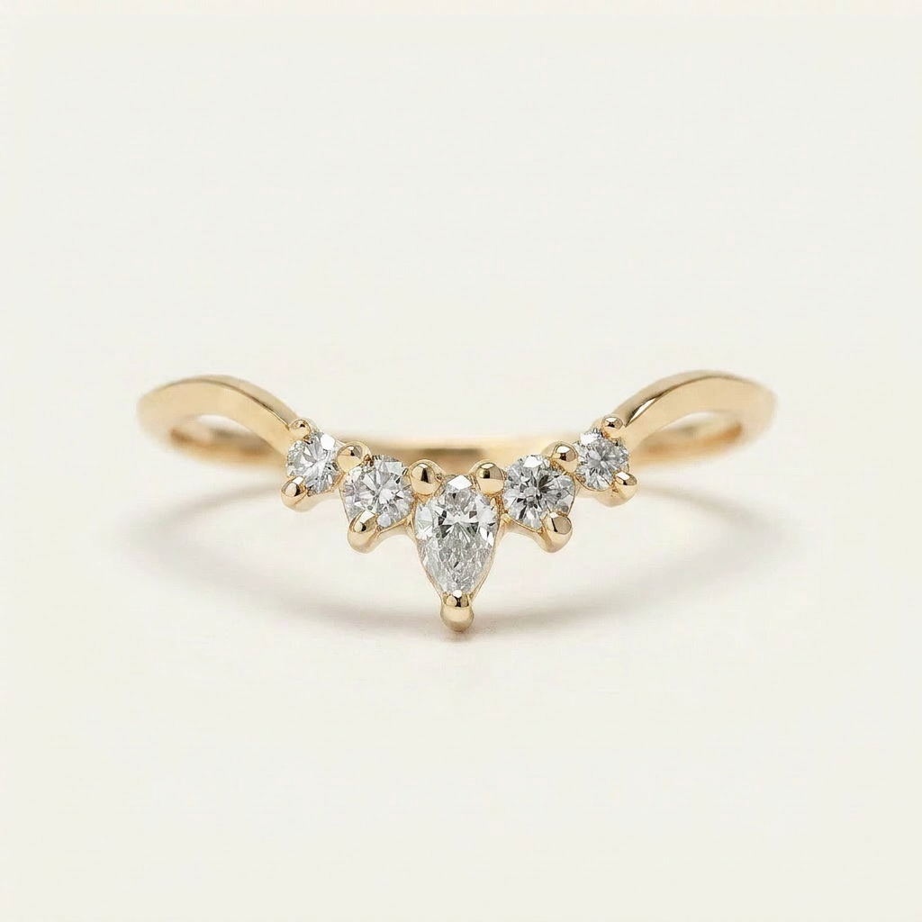 Moissanite 0.20 CT Pear & Round Cut Diamond Ring