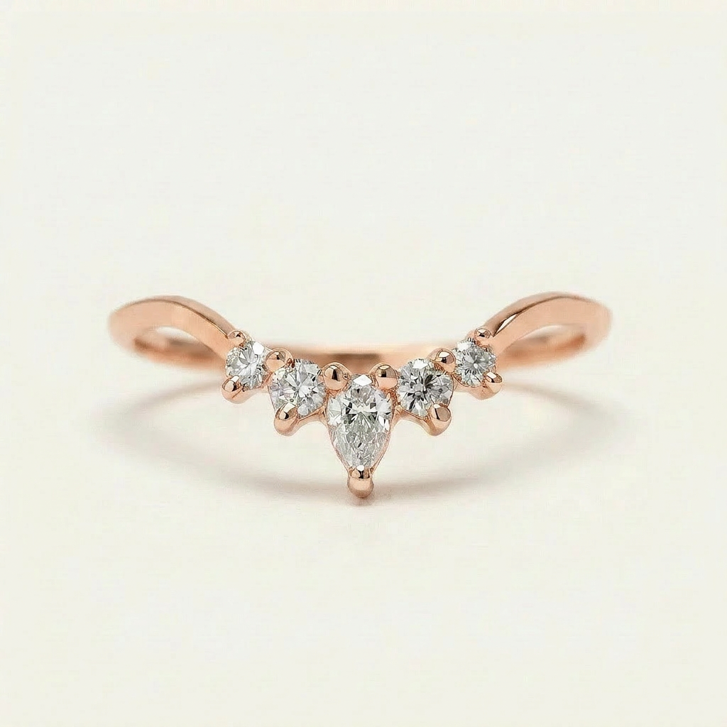 Moissanite 0.20 CT Pear & Round Cut Diamond Ring