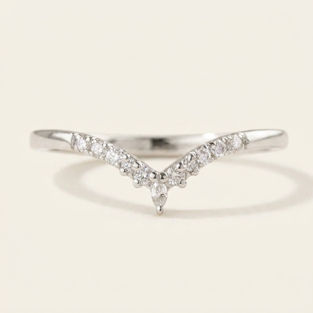Moissanite 0.18 CT Marquise & Round Cut Diamond Ring