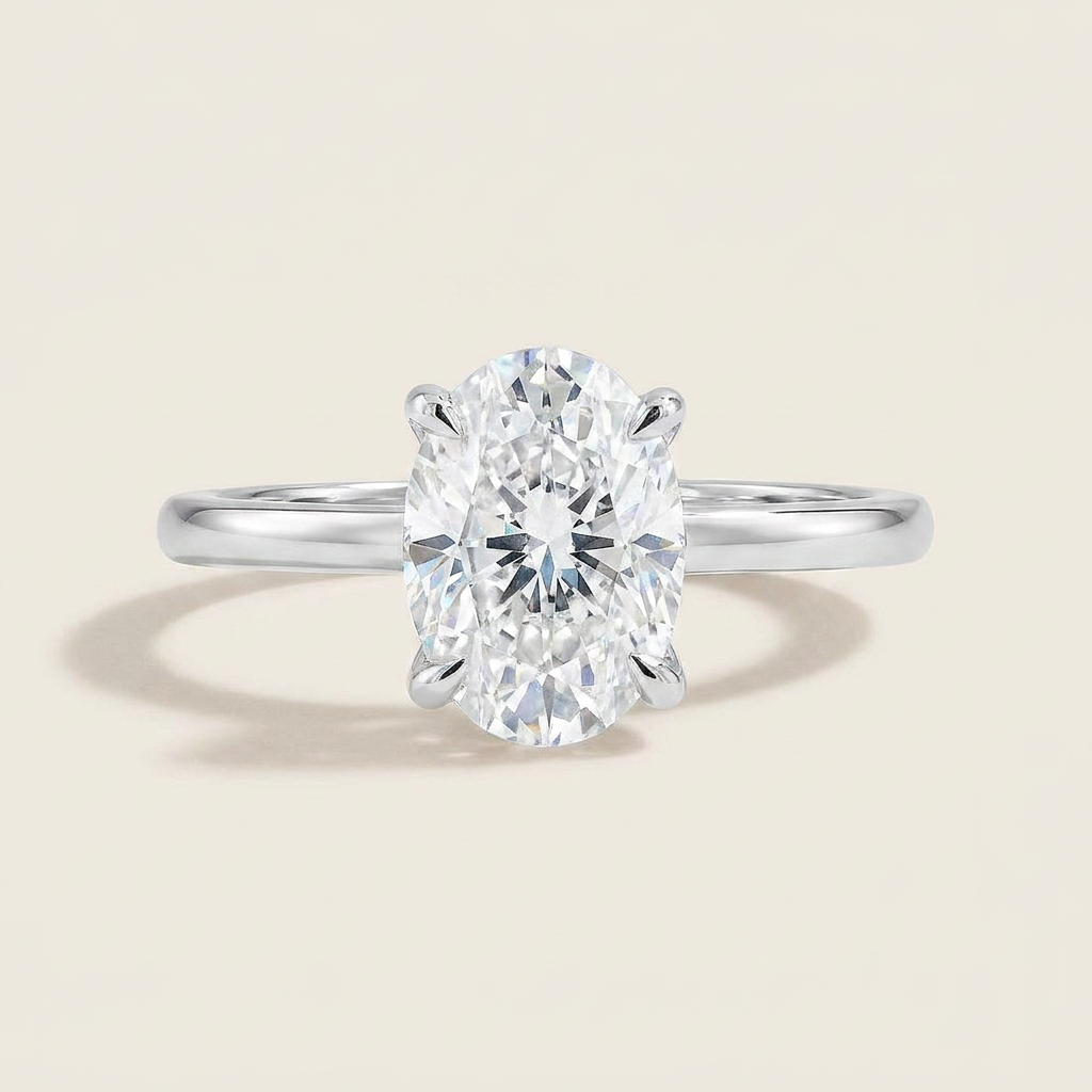 Moissanite 2.05 CT Oval Cut Diamond Solitaire Ring (V-Gothic)