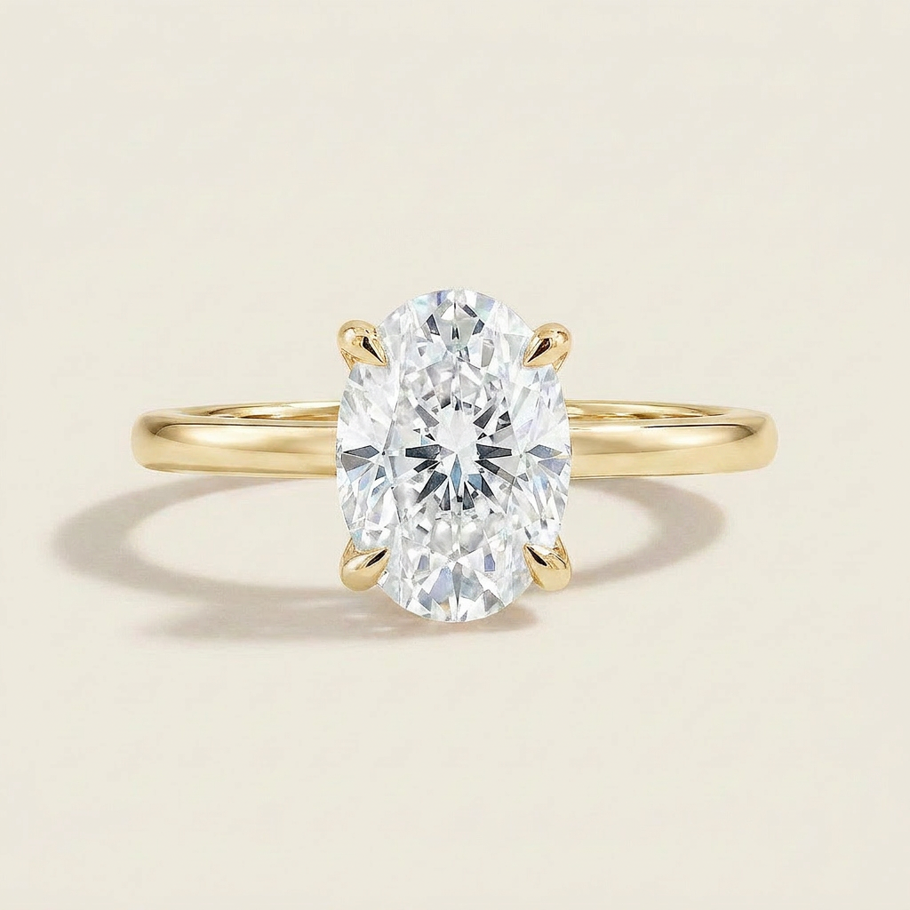 Moissanite 2.05 CT Oval Cut Diamond Solitaire Ring (V-Gothic)