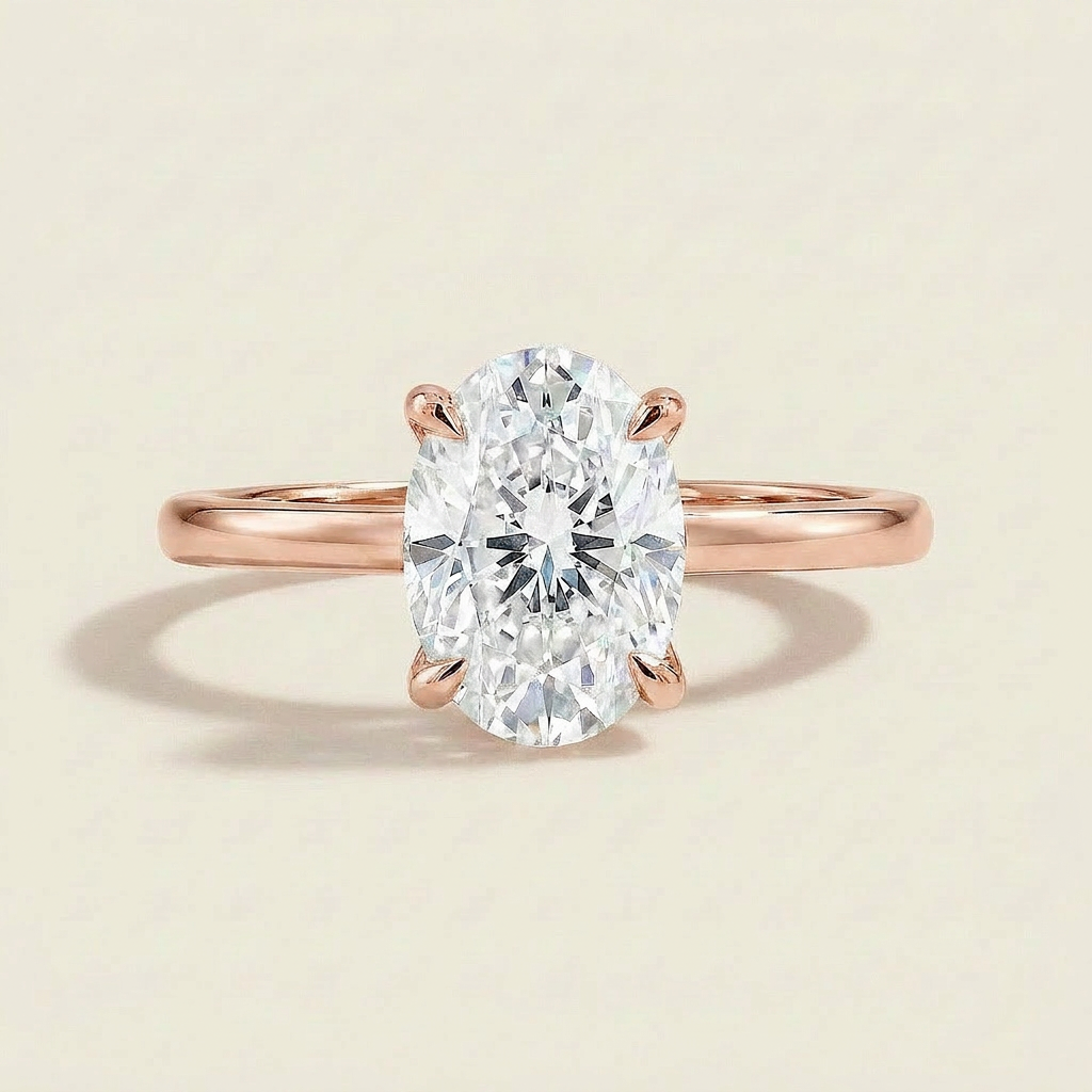 Moissanite 2.05 CT Oval Cut Diamond Solitaire Ring (V-Gothic)